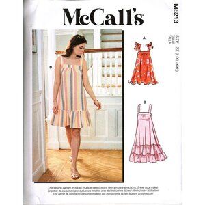 McCall's M8213 Misses L to XXL Loose Fitting Tiered Sundresses Sewing Pattern